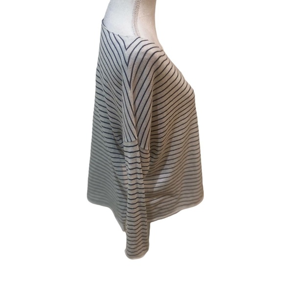 Zara navy & ecru scoop neck stripe knit long sleeve lightweight sweater small - Picture 6 of 9